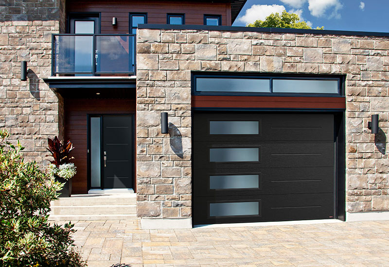 Modern Black Garage Doors Garages Mahogany Masterpiecedoors Driveways   Garaga Vog Model 